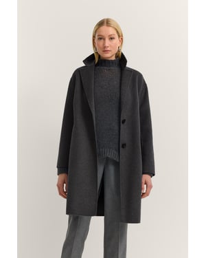 Bugatti Damen Reverskragen Mantel mit Knopfleiste und aus weichem Woll-Mix