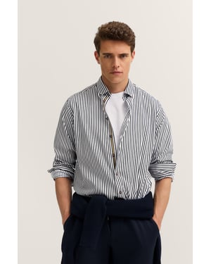 Bugatti Herren Freizeithemd langarm gestreift mit Button-Down und aus Baumwolle