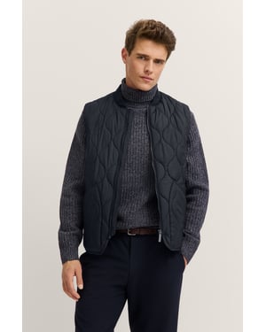 Bugatti Herrensteppweste Regular Fit mit Wellensteppung - Marineblau