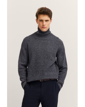 Bugatti Herren Rollkragen Pullover Grobstrick aus einem Wollmix