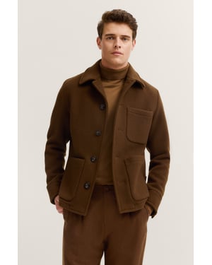 Bugatti Herren-Overshirt mit Umlegekragen und Knopfleiste - Braun