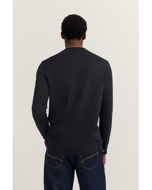 Bugatti Langarmshirt im Modern Fit aus Baumwolle - Marineblau