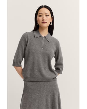 Bugatti Damen Strick Polo kurzarm mit Reißverschluss & Hemdkragen