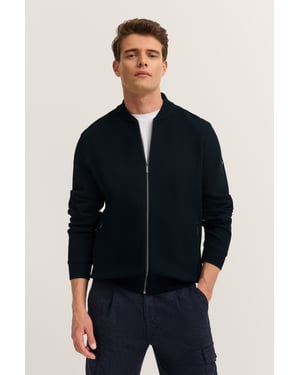 Bugatti Herren Sweatjacke mit Collegekragen und Reißverschluss