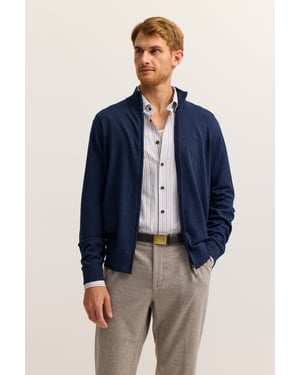 Bugatti Herren Strickjacke aus Baumwolle mit Stehkragen