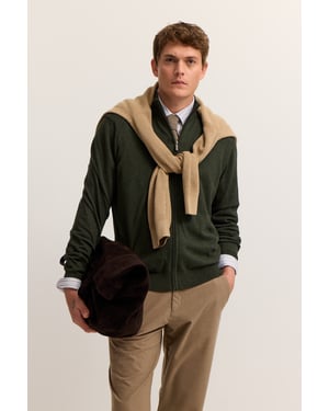 Bugatti Herren Strickjacke  aus Baumwolle mit Stehkragen