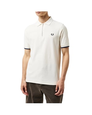 Fred Perry - Poloshirt für Herren, Reißverschluss (Ecru/Schwarz)