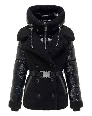 Navahoo Damen Teddy-Steppjacke Kuschelhäschen – mit abnehmbarer Kapuze & Gürtel