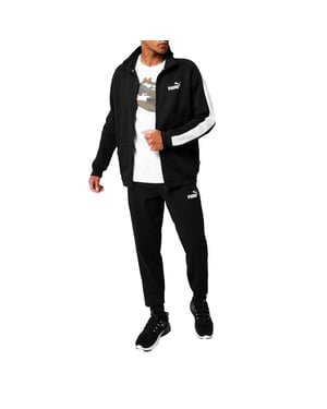 Puma - "Clean" Trainingsanzug-Set für Herren, Fleece (Schwarz/Weiß)