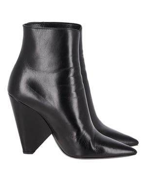 Saint Laurent Pyramid-Absatz Stiefeletten aus schwarzem Leder