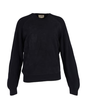 Hermès Geprägter Druck Strickpullover aus schwarzer Wolle