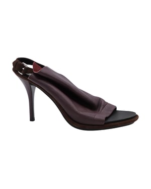Balenciaga Offene Zehen Slingback-Mules aus bordeauxrotem Leder