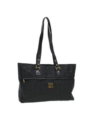 MCM Vicetos Logogram Schultertasche PVC-Leder Schwarz Auth ti758