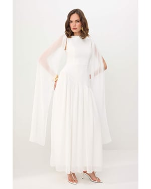 TRENDYOLMİLLA Damen Weiß Einfarbig Maxi Ärmellos Skater Kleider