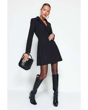 Trendyol TRENDYOLMİLLA Kurz-/Minikleid im Blazerstil für Damen, einfarbig - Schwarz