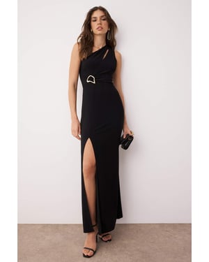 TRENDYOLMİLLA Damen Schwarz Einfarbig Maxi Ärmellos Abschluss / Ball Gerade Abend & Ball Kleid