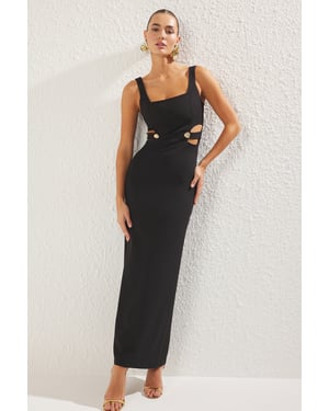 Trendyol Maxi-ärmelloses Abend- und Ballkleid, gerade/Shift, Abschluss/Prom - Schwarz