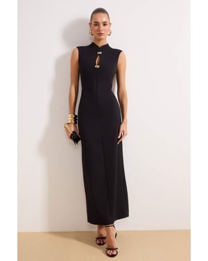 TRENDYOLMİLLA Damen Schwarz Einfarbig Maxi Ärmellos Elegant/Abend Gerade Abend & Ball Kleid