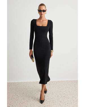 TRENDYOLMİLLA Damen Schwarz Einfarbig Maxi Lang Abend / Alltag Bodycon Kleider