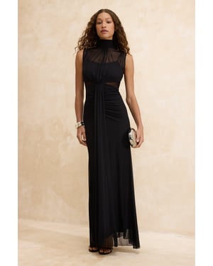 TRENDYOLMİLLA Damen Schwarz Einfarbig Maxi Ärmellos Abschluss / Ball Meerjungfrau Abend & Ball Kleid