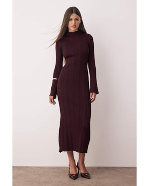 TRENDYOLMİLLA Damen Lila Einfarbig Maxi Lang Casual Bodycon Kleider