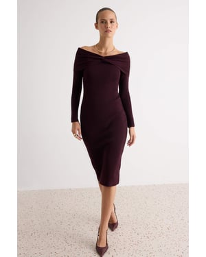 TRENDYOLMİLLA Damen Lila Einfarbig Maxi Lang Bodycon Kleider