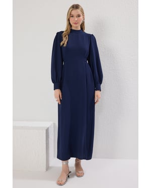 Trendyol Modest Damen Dunkelblau Einfarbig Maxi Lang Casual Gerade Modest Kleider