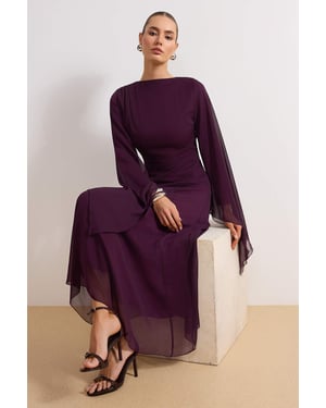 Trendyol Modest Damen Lila Einfarbig Maxi Lang Elegant/Abend Gerade Modest Kleider