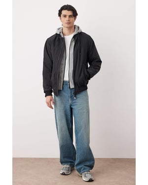 TRENDYOL MAN Herren Schwarz Einfarbig Lang Regular Fit Winter Jacken