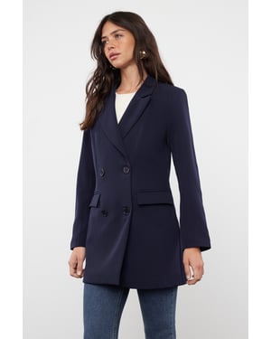 Trendyol Modest Damen Dunkelblau Einfarbig Lang Regular Fit Modest Blazer
