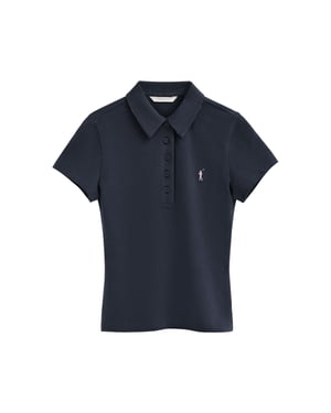 Kurzärmliges Poloshirt in schmaler Passform mit Rigby Go Stickerei marineblau