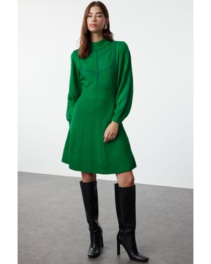 TRENDYOLMİLLA Damen Grün Einfarbig Kurz / Mini Lang Business A-Linie Kleider