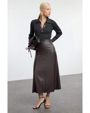 TRENDYOLMİLLA Damen Braun Einfarbig Maxi A-Linie A-Linie Röcke