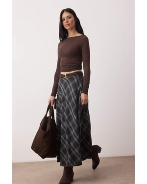 TRENDYOLMİLLA Damen Schwarz Kariert Maxi Skater Röcke