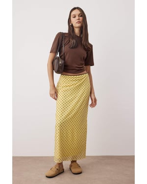 TRENDYOLMİLLA Damen Gelb Kariert Midi Bodycon Bleistift Rock Röcke