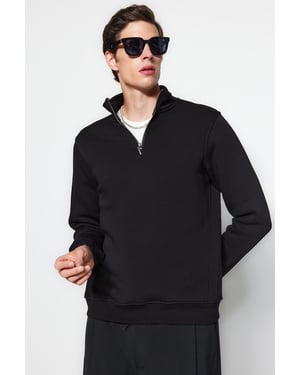 TRENDYOL MAN Herren Schwarz Animal-Print Lang Regular Fit Sweatshirts
