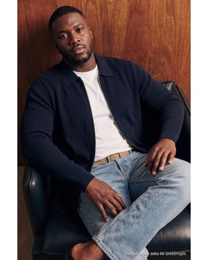 TRENDYOL MAN Herren Dunkelblau Einfarbig Lang Oversize Große Größen Sweatshirts