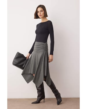 TRENDYOLMİLLA Damen Grau Einfarbig Midi Asymmetrisch Röcke