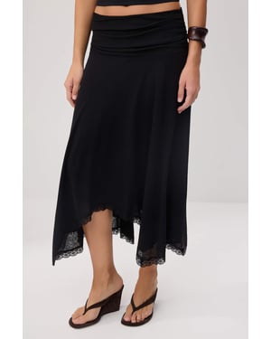 TRENDYOLMİLLA Damen Schwarz Einfarbig Midi Asymmetrisch Röcke