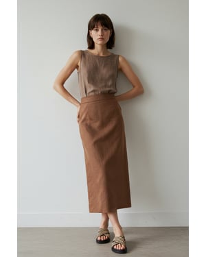TRENDYOLMİLLA Damen Braun Einfarbig Midi Bleistift Rock Röcke