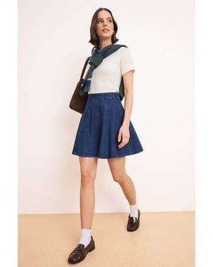TRENDYOLMİLLA Damen Dunkelblau Einfarbig Kurz / Mini Skater Röcke