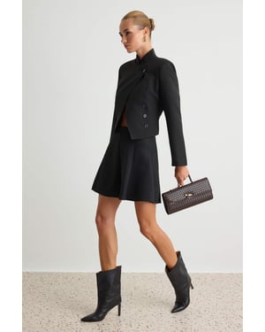 TRENDYOLMİLLA Damen Schwarz Einfarbig Kurz / Mini Plissiert Skater Röcke