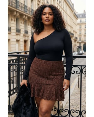 Trendyol Curve Damen Braun Einfarbig Kurz / Mini Große Größen Röcke