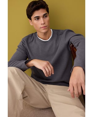 TRENDYOL MAN Herren Grau Einfarbig Lang Regular Fit Sweatshirts