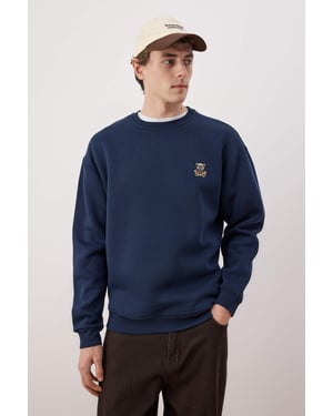 TRENDYOL MAN Herren Dunkelblau Einfarbig Lang Oversize Sweatshirts