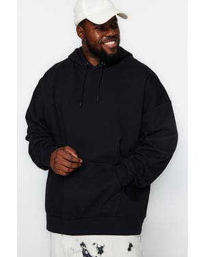 TRENDYOL MAN Herren Schwarz Einfarbig Lang Oversize Große Größen Sweatshirts