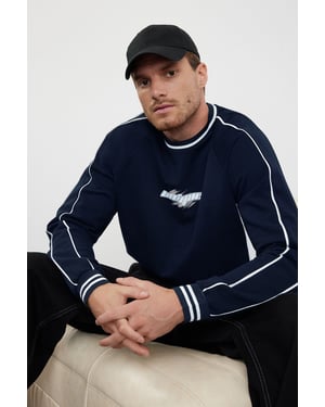 TRENDYOL MAN Herren Dunkelblau Slogan Lang Oversize Sweatshirts