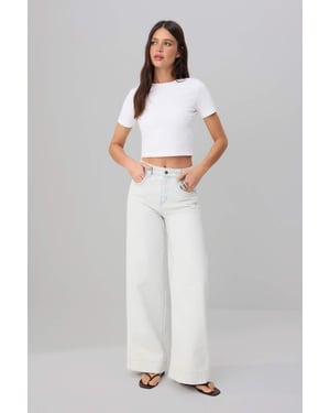TRENDYOLMİLLA Damen Blau Einfarbig Weites Bein Hohe Taille Jeans