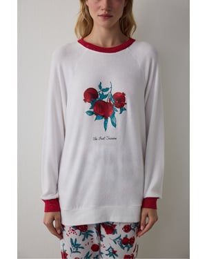 Penti Broken Best Season New Year bedrucktes Thermo-Pyjamaoberteil mit Rundhalsausschnitt