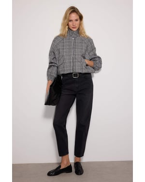 TRENDYOLMİLLA Damen Schwarz Einfarbig Mom Hohe Taille Jeans